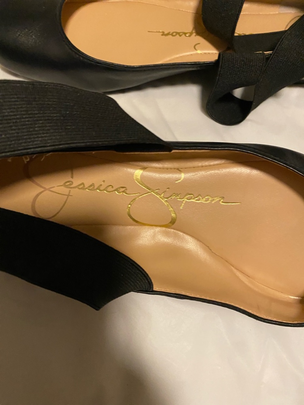Jessica Simpson Black Square-Toe Ballet Flats with Crisscross Elastic - Picture 3 of 6